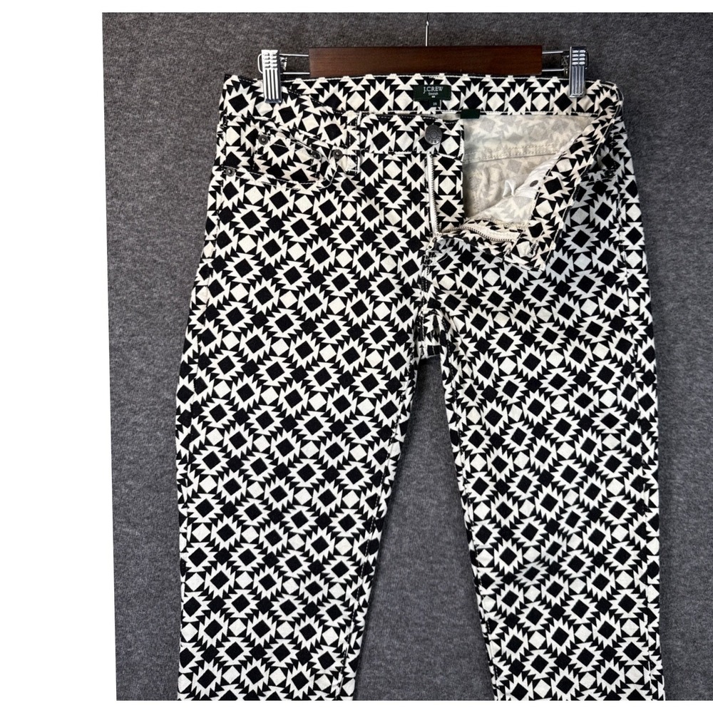 J.Crew Toothpick Jeans Black White Geometric Diamond Print Pants Womens 29 82835 - Picture 2 of 11